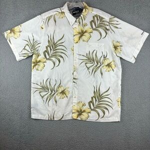 Billabong Aloha Shirt Men’s XL Short‎ Sleeve Button Up White Floral Surf